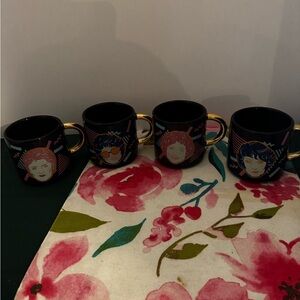Set of 4 The Golden Girls Ceramic Coffee Mugs ABC Studios Gold Handles Novelty